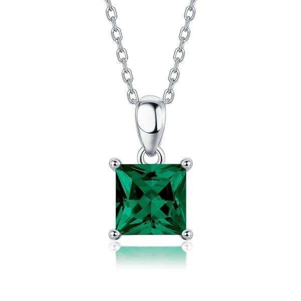 Emerald Silver Pendant Necklace