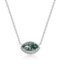 Silver Marquise Jade Pendant Necklace