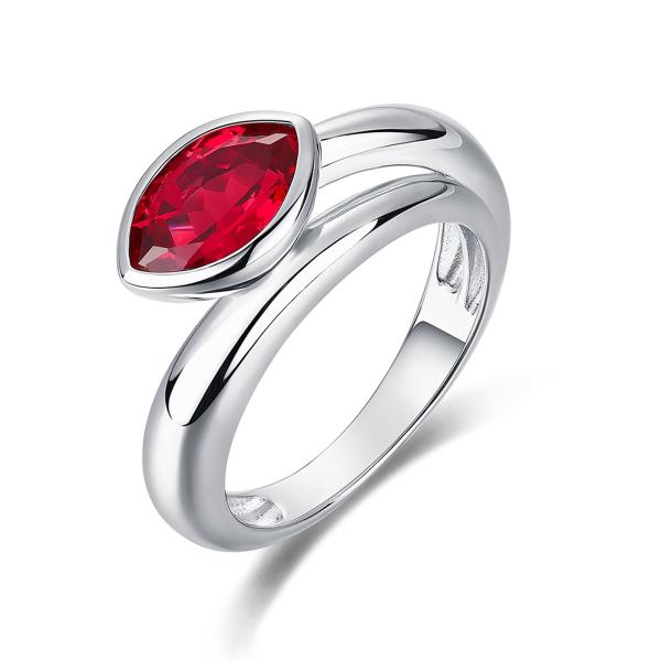 Ruby Silver Bezel Ring
