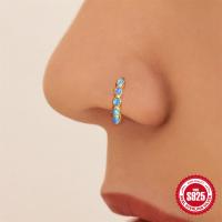 925 Silver Blue Opal Bezel Nose Ring