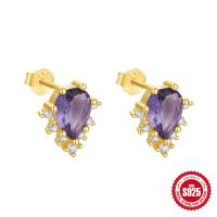 Amethyst Gold-Tone Stud Earrings