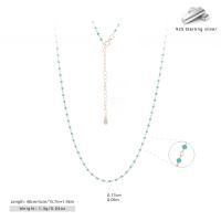 Green Beaded Gold Chain Necklace