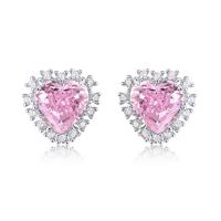 Heart Halo Pink Stud Earrings