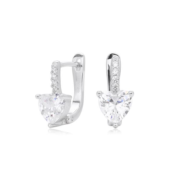 Silver Heart Huggie Earrings