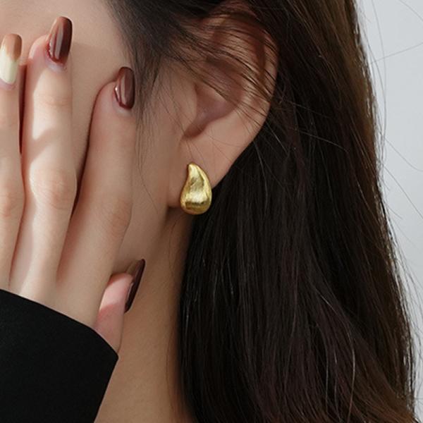 Matte Gold Teardrop Stud Earrings