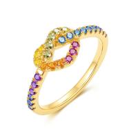 Gold-Finish Rainbow Pavé Band Ring