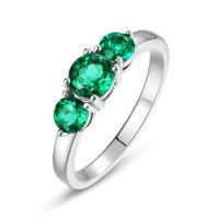 925 Silver Trio Emerald Ring