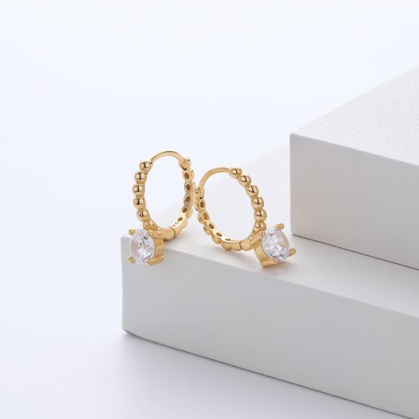 Gold Beaded Huggie Earrings