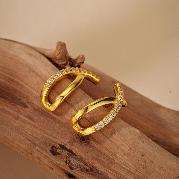 Gold Pavé Medium Hoop Earrings