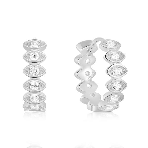 925 Silver Geometric Huggie Earrings