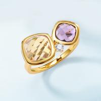 Gold Multicolor Geometric Ring