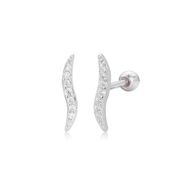 Silver Cubic Zirconia Climber Earrings