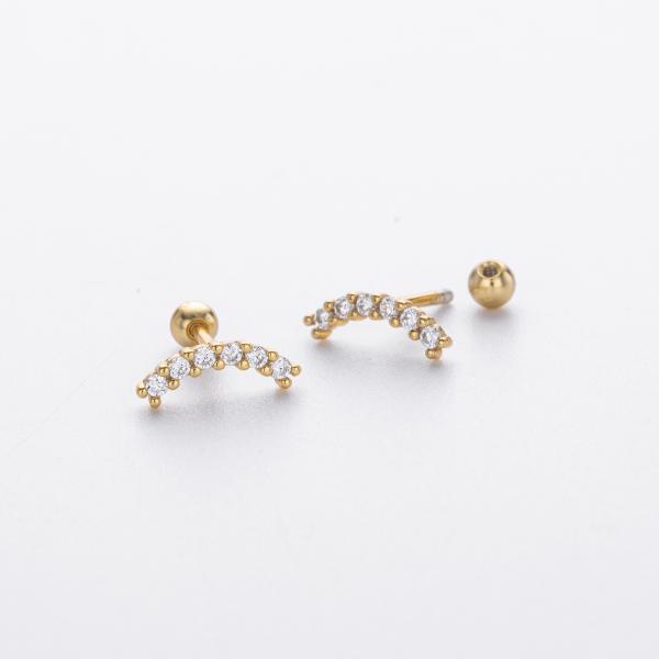 Gold Cubic Zirconia Climber Earrings