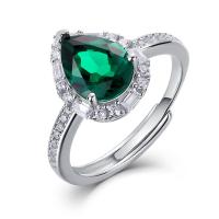 Sterling Silver Emerald Green Halo Ring