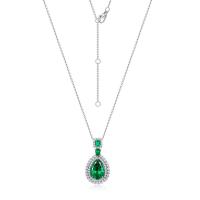 Green Teardrop Halo Pendant Necklace