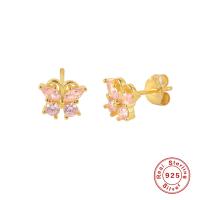 Gold-Plated Butterfly Stud Earrings