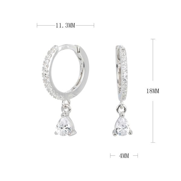 Silver Pavé Cubic Zirconia Huggie Earrings