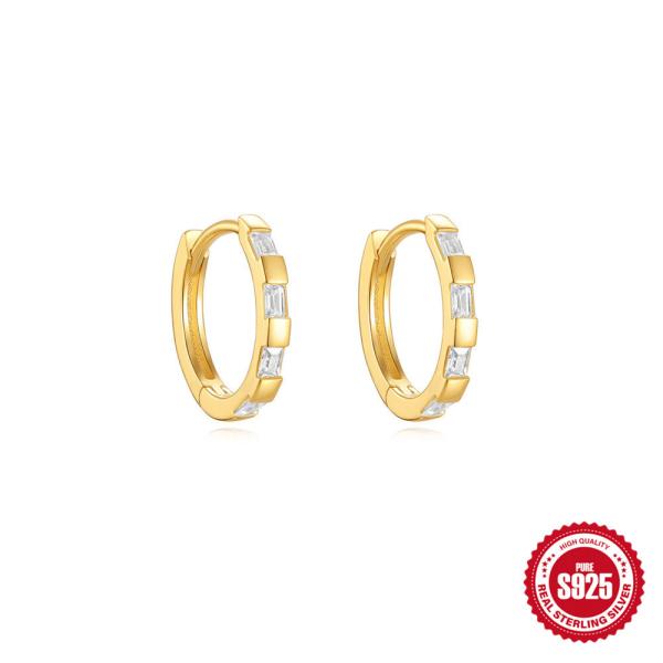 Gold-Plated Cubic Zirconia Huggie Earrings