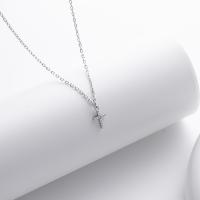 Silver CZ Cross Pendant Necklace