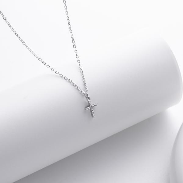 Silver CZ Cross Pendant Necklace