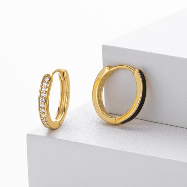 Gold Pavé Cubic Zirconia Huggie Earrings