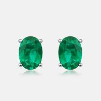 Emerald Silver Stud Earrings