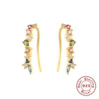 925 Silver Multicolor Stone Ear Climber Earrings