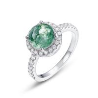 Silver Halo Green Stone Ring