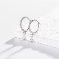 Silver Pavé Cubic Zirconia Hoop Earrings