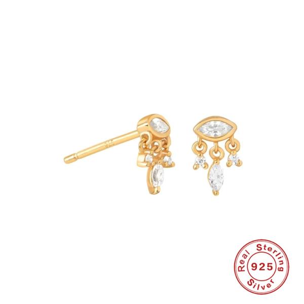 Gold-Plated Cubic Zirconia Jacket Earrings