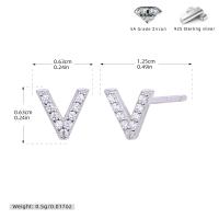 Silver Letter V Pavé Stud Earrings
