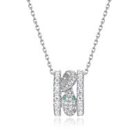 Silver Pavé Geometric Pendant Necklace
