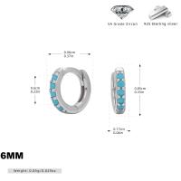 925 Silver Turquoise Huggie Hoop Earrings