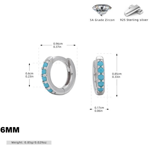 925 Silver Turquoise Huggie Hoop Earrings