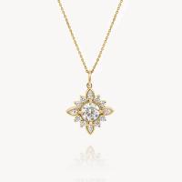 Gold Floral Cubic Zirconia Pendant Necklace