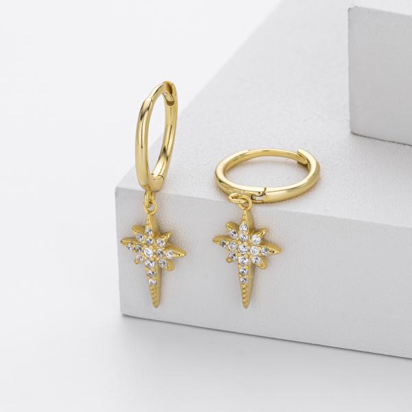 Gold Celestial Star Hoop Earrings