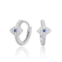 Evil Eye Silver Huggie Earrings