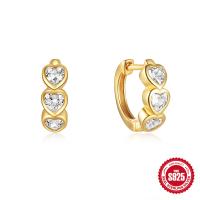 Gold-Plated Heart Huggie Earrings in 925 Silver