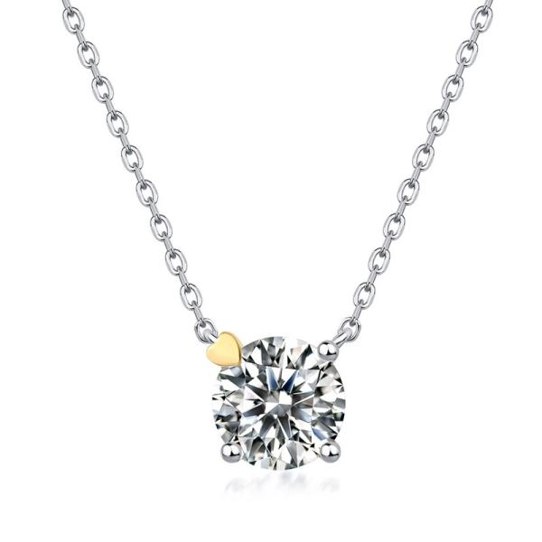 Two-Tone Heart Charm Necklace