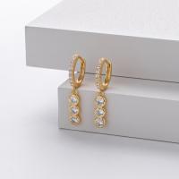 Gold Cubic Zirconia Dangle Huggie Earrings