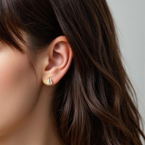 Gold Shell Stud Earrings