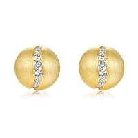 Brushed Gold Pavé Stud Earrings