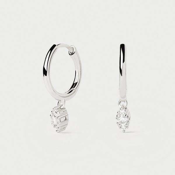 Silver Dangle Charm Hoop Earrings