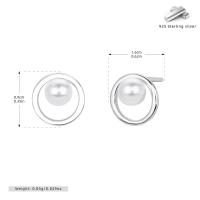 Silver Pearl Geometric Stud Earrings