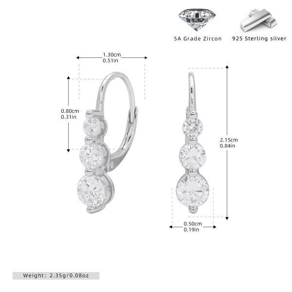 Silver Zircon Drop Earrings