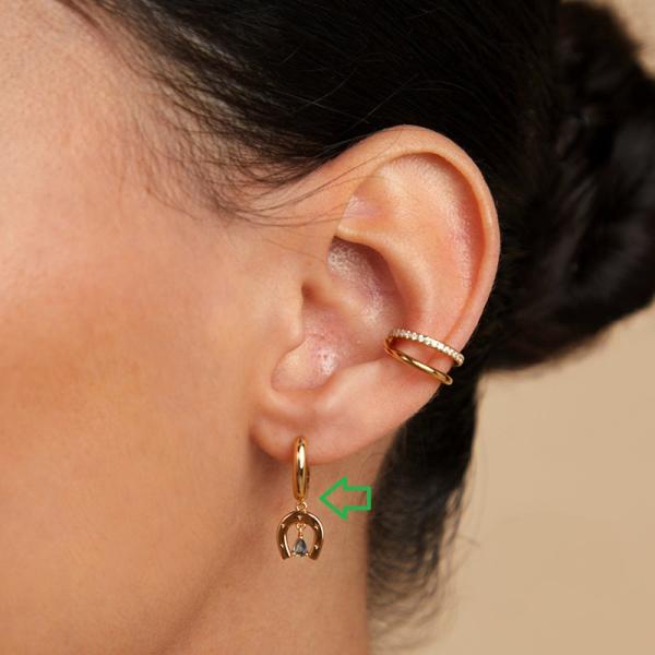 Gold-Tone Hoop Earrings with Horseshoe Charm