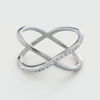 Silver Geometric Pavé Band