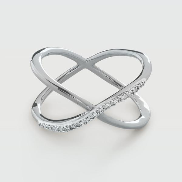 Silver Geometric Pavé Band