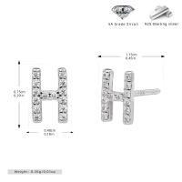 Silver Letter 'H' Zirconia Stud Earrings
