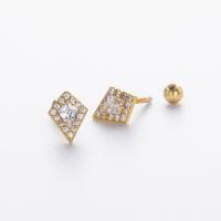 Gold-Plated Geometric Cubic Zirconia Halo Stud Earrings